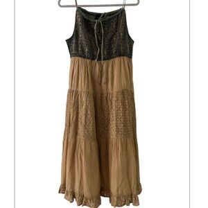 Young Threads Embroidered Jean and Ruffled Dress NWT